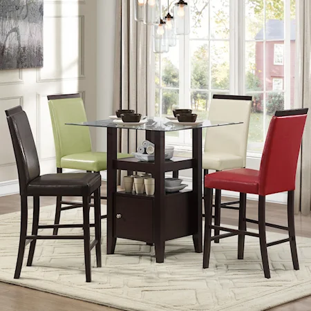 Counter Height Dining Set with Colorful Chairs